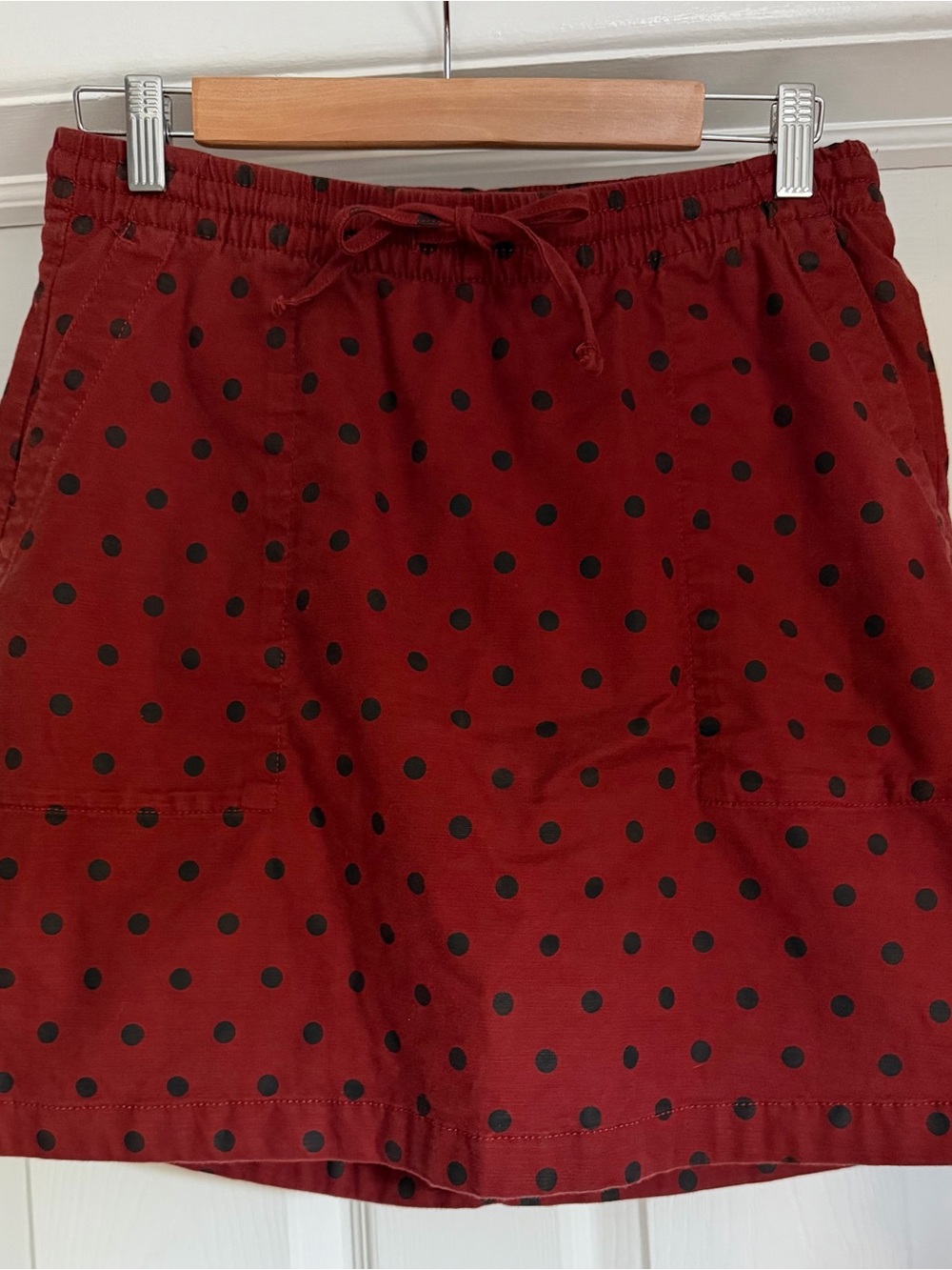 Lands' End Red Mini Skirt/Skort with Black Polka Dots
